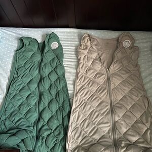 Cozy Kids Pajamas Sleep Sacks - Green and Tan